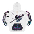 White Cyberdelia Rose Hoodie — Psychedelic Cyberpunk Pullover