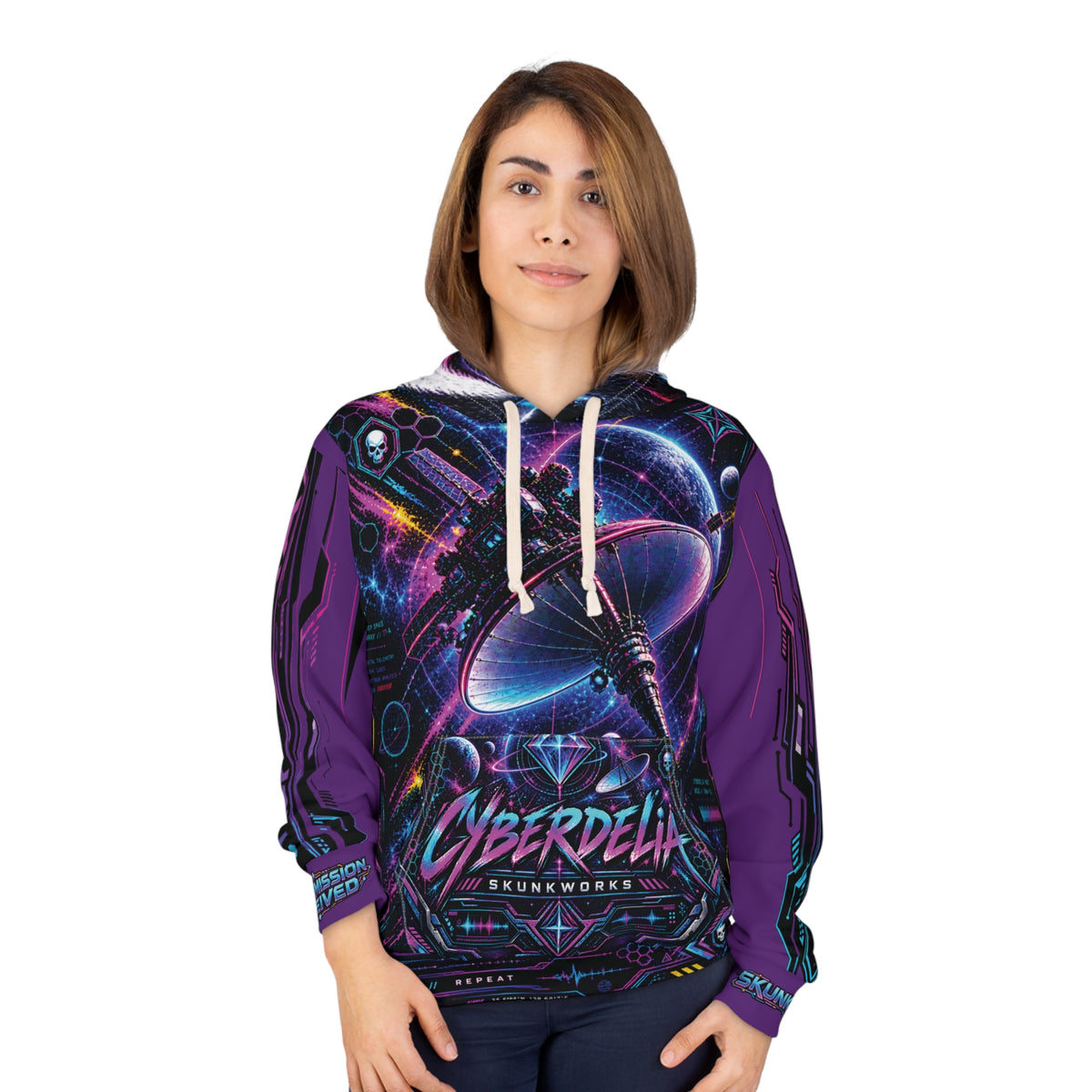 Purple Cyberdelia Orbital Skunk-One // All-Over Print Hoodie