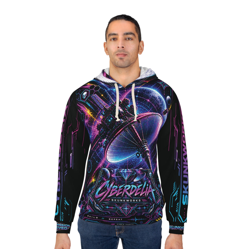 Black Cyberdelia Orbital Skunk-One // All-Over Print Hoodie