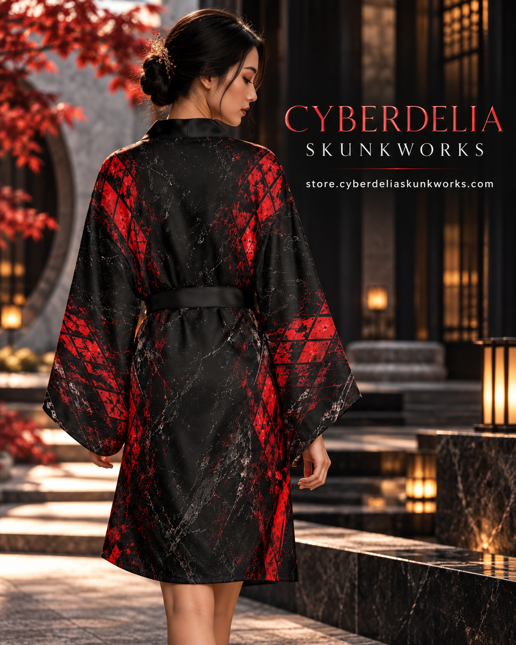 Crimson Vice Harlequin | Kimono Robe