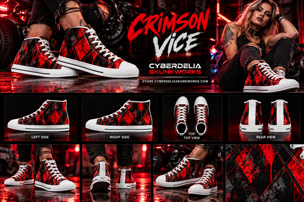 CRIMSON VICE Women's High-Top Sneakers | Cyberdelia Skunkworks
