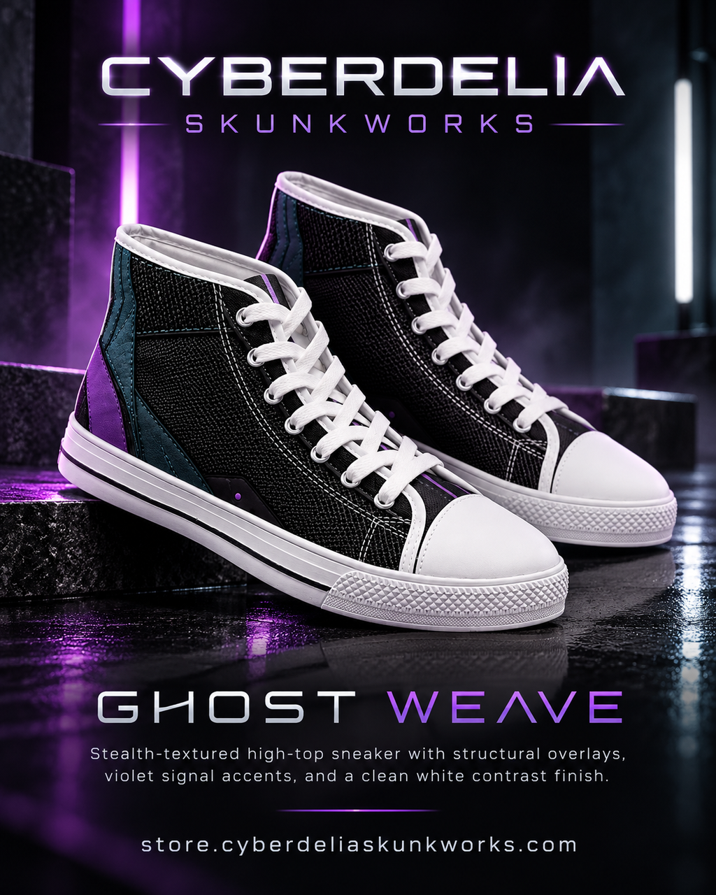GHOST WEAVE Women’s High-Top Sneakers | Cyberdelia Skunkworks