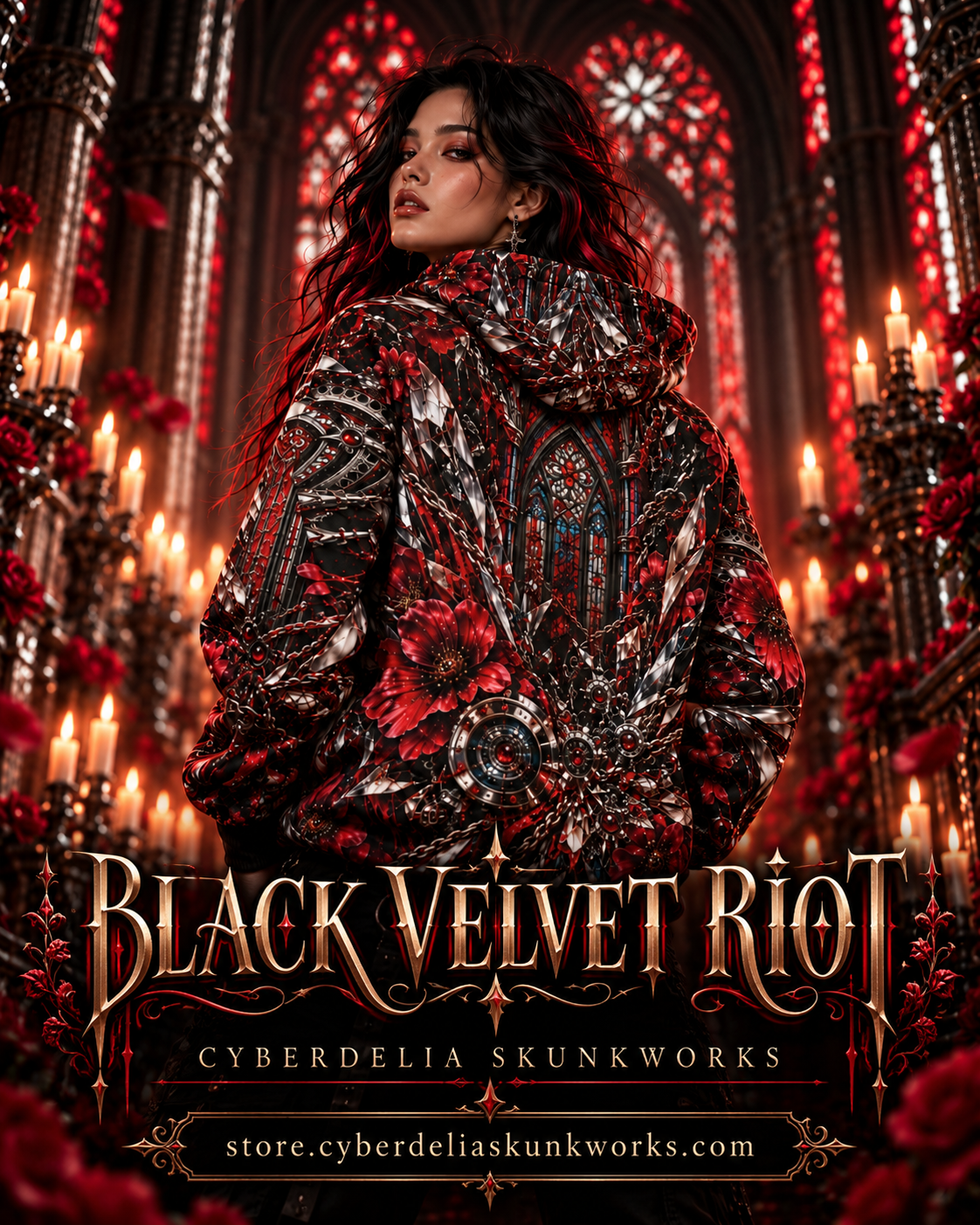BLACK VELVET RIOT AOP HOODIE