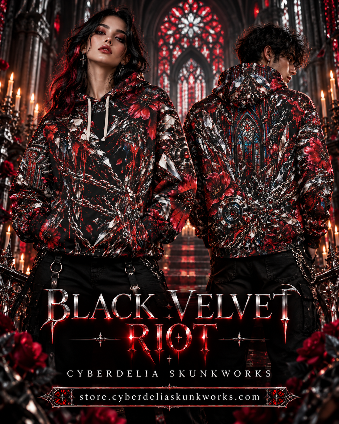 BLACK VELVET RIOT AOP HOODIE
