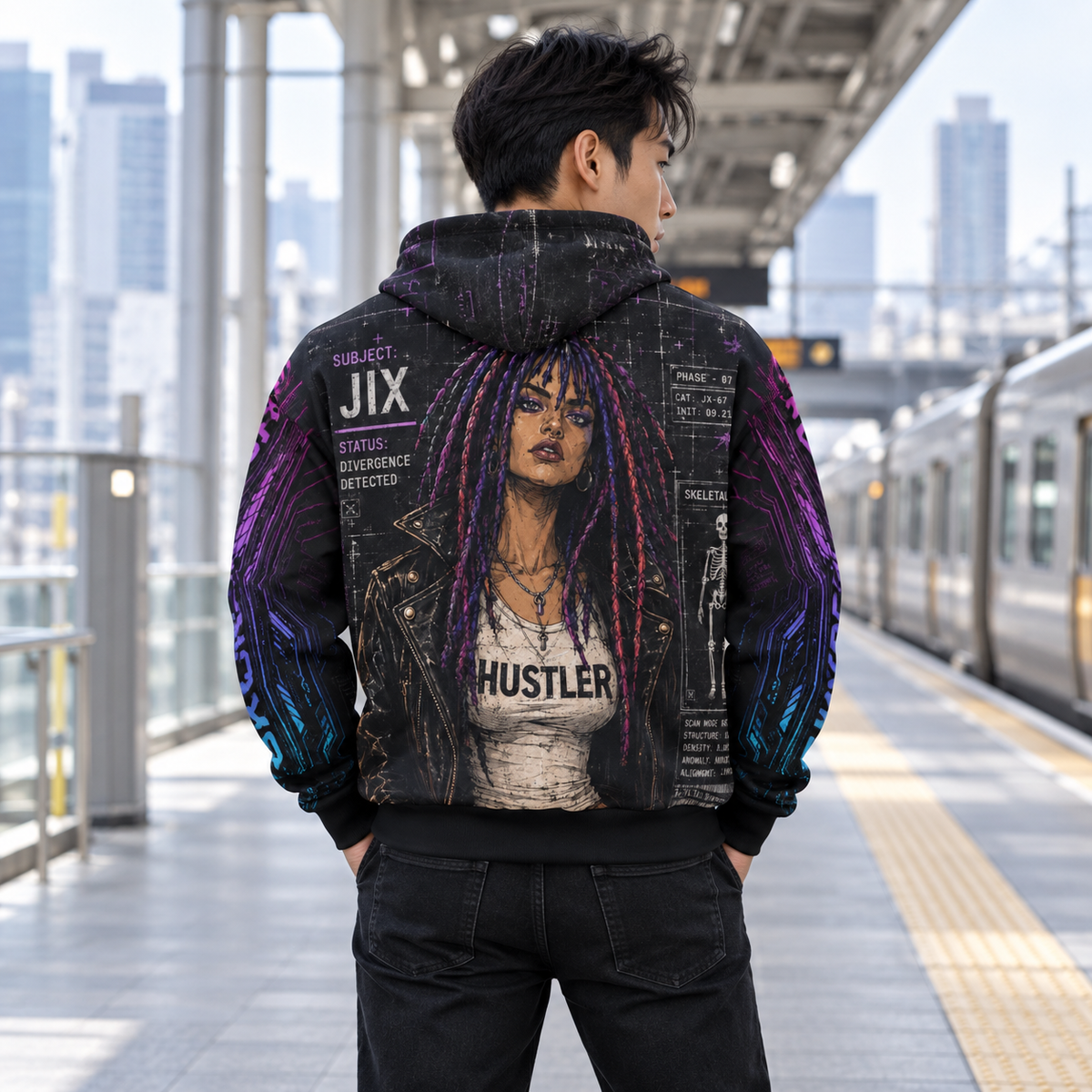Cyberdelia Skunkworks False Normal Jixara Protocol // All-Over Print Hoodie