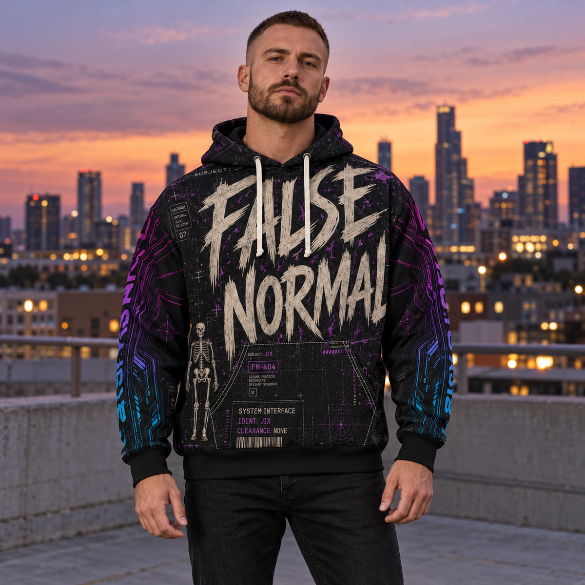 Cyberdelia Skunkworks False Normal Jixara Protocol // All-Over Print Hoodie