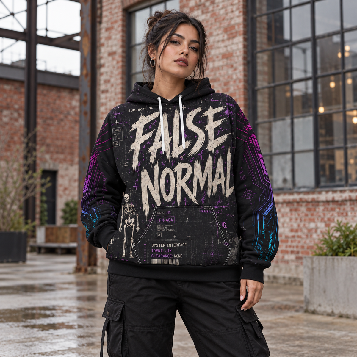 Cyberdelia Skunkworks False Normal Jixara Protocol // All-Over Print Hoodie