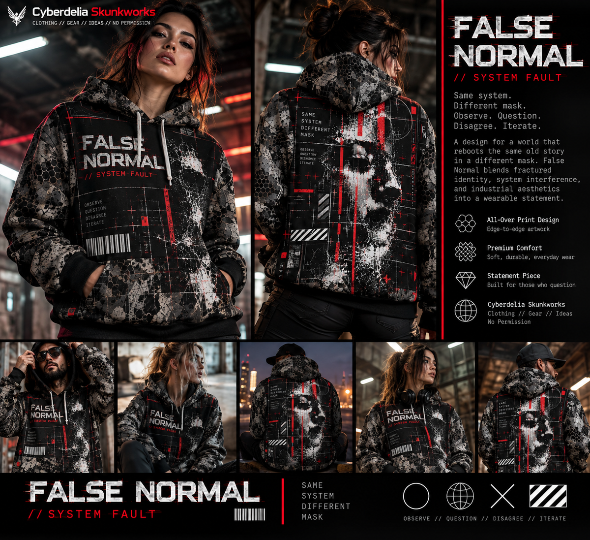 FALSE NORMAL // SYSTEM FAULT AOP HOODIE