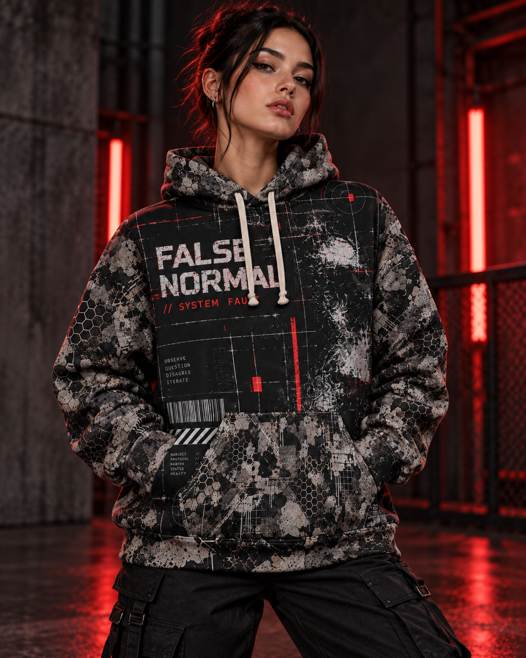 FALSE NORMAL // SYSTEM FAULT AOP HOODIE