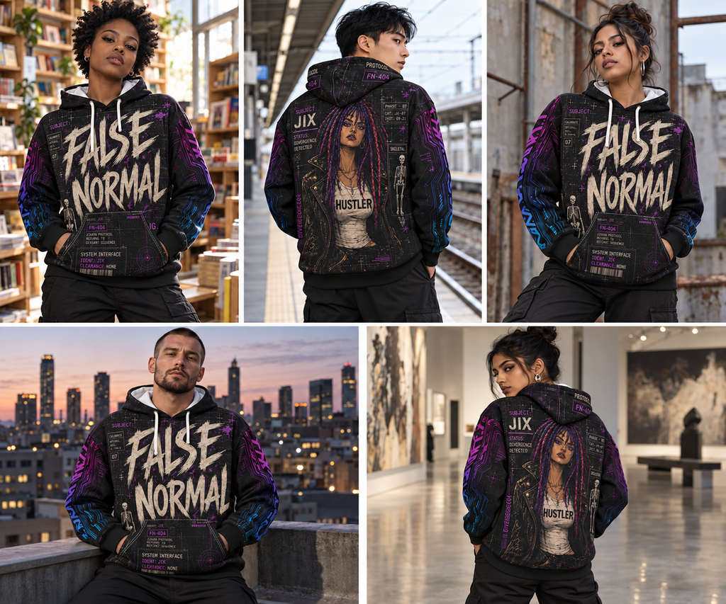 Cyberdelia Skunkworks False Normal Jixara Protocol Sleeve Patter #2 // All-Over Print Hoodie