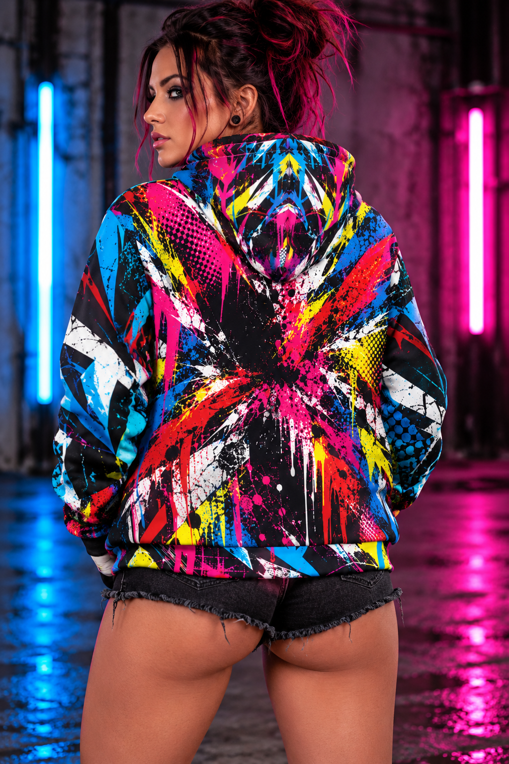 GLITCH RIOT AOP HOODIE