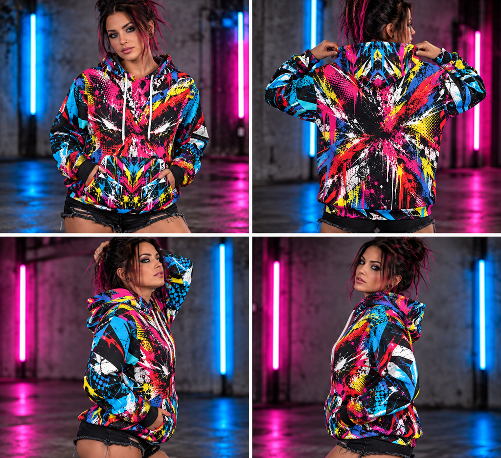 GLITCH RIOT AOP HOODIE