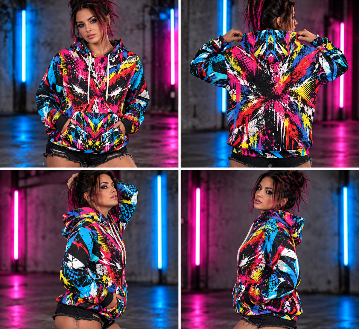 GLITCH RIOT AOP HOODIE