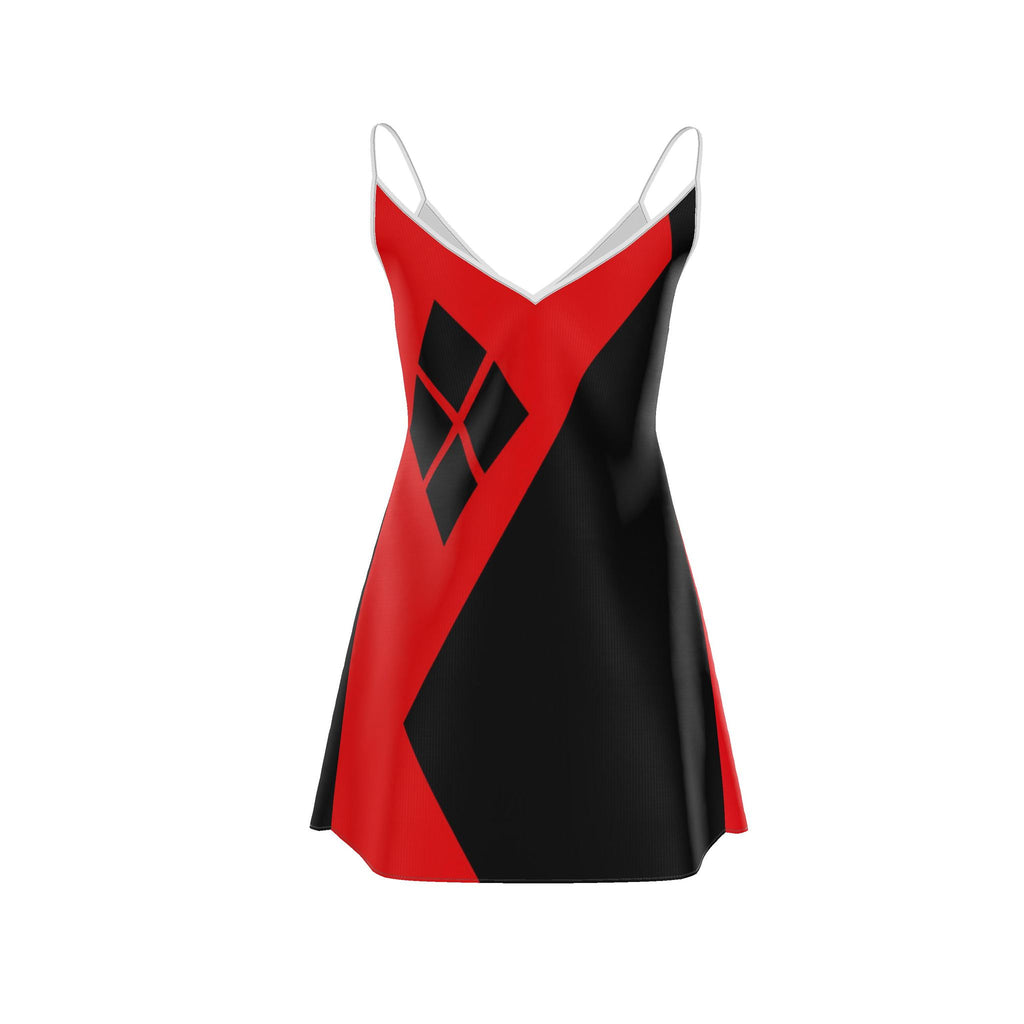 Crimson Vice | Harlequin Mini Slip Dress