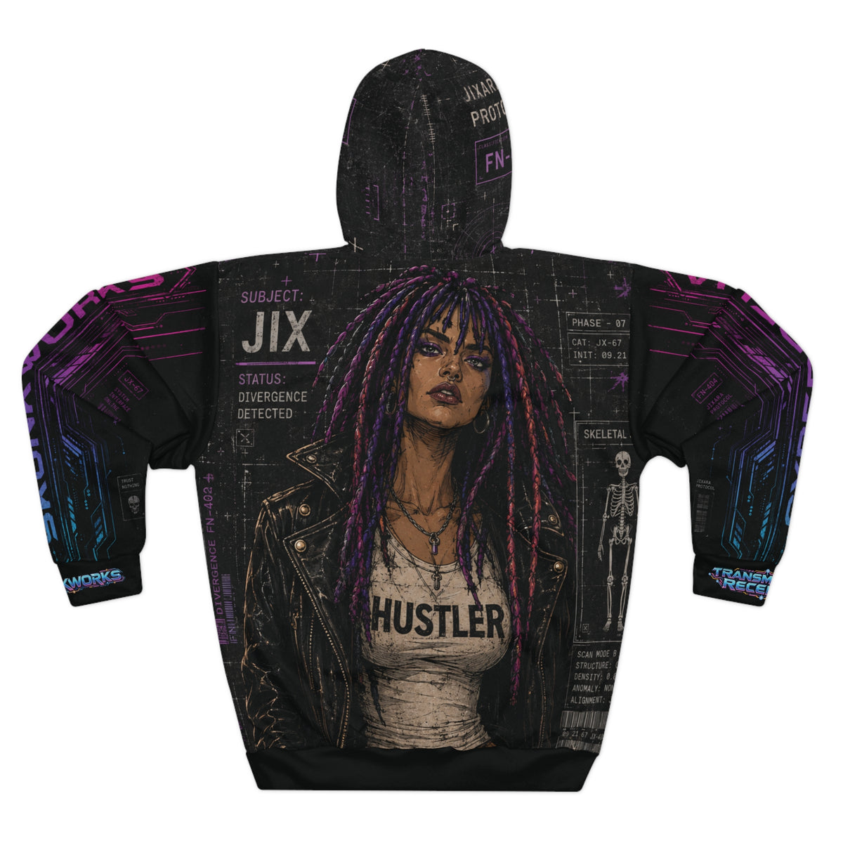 Cyberdelia Skunkworks False Normal Jixara Protocol Sleeve Patter #2 // All-Over Print Hoodie