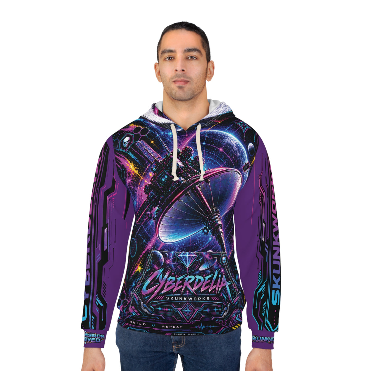 Purple Cyberdelia Orbital Skunk-One // All-Over Print Hoodie