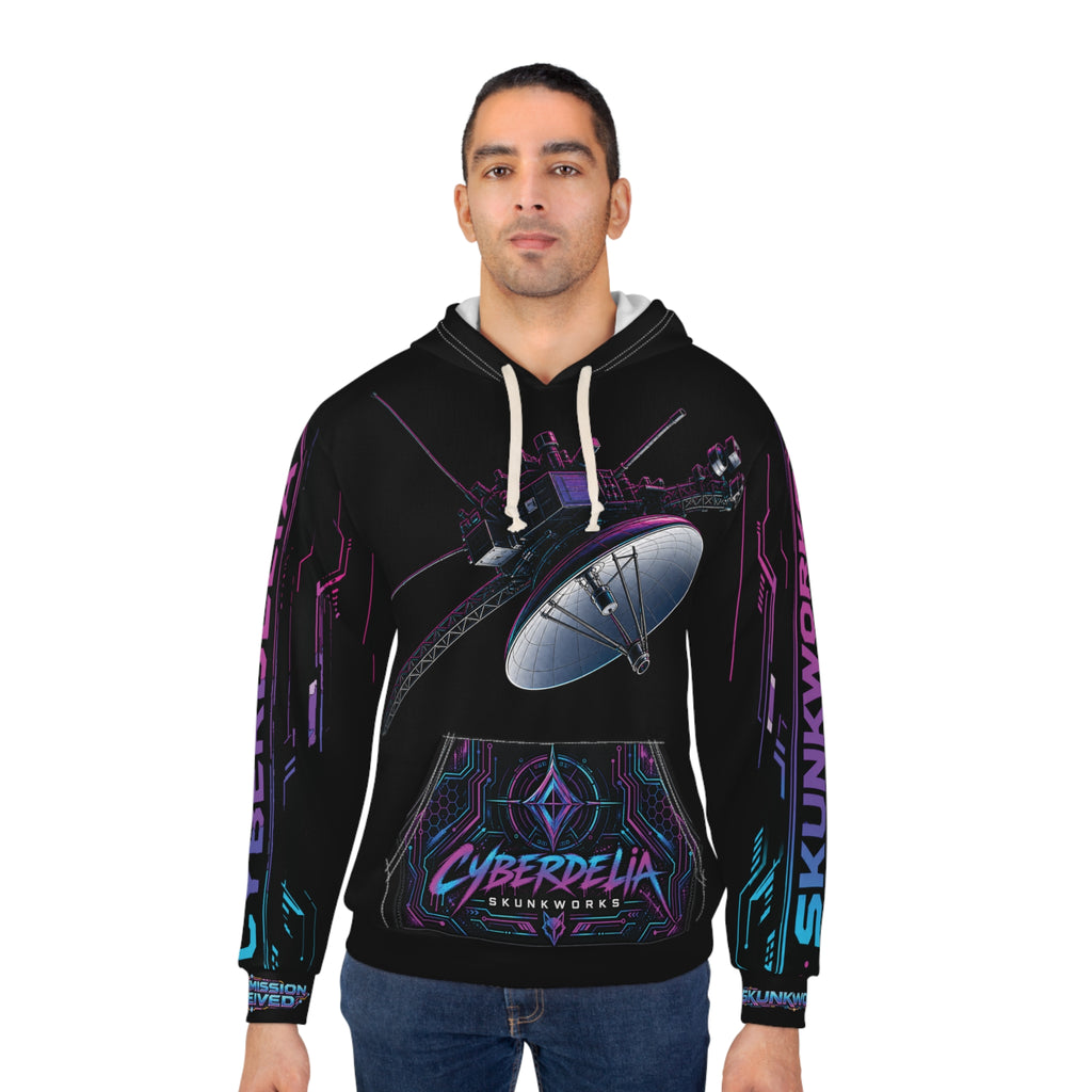 Black Cyberdelia Rose Hoodie — Psychedelic Cyberpunk Pullover