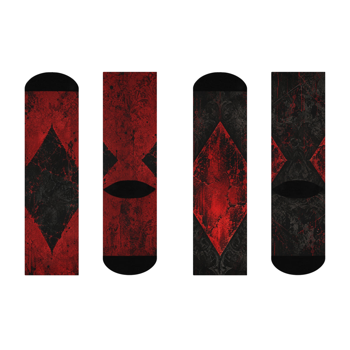 CRIMSON VICE | Diamond Riot Socks All-Over Print Crew Socks | Cyberdelia Skunkworks