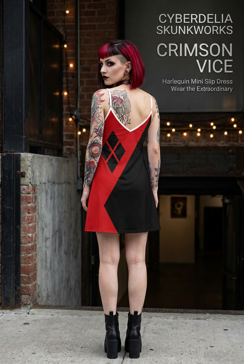 Corrected Harlequin Mini Slip Dress rear-view draft