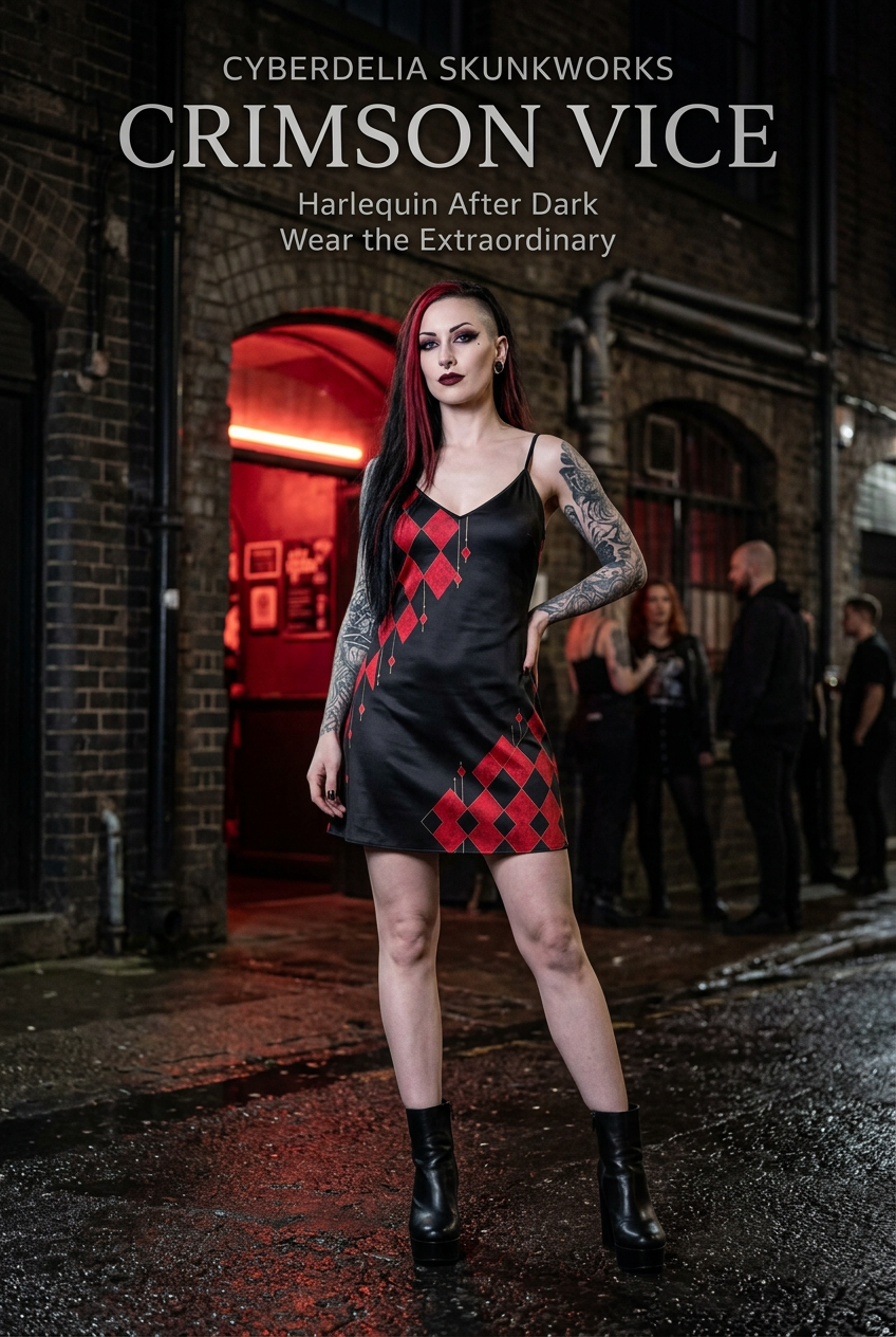Crimson Vice Harlequin After Dark branded alt-model hero