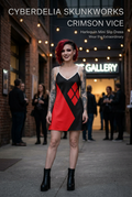 Harlequin Mini Slip Dress branded front draft