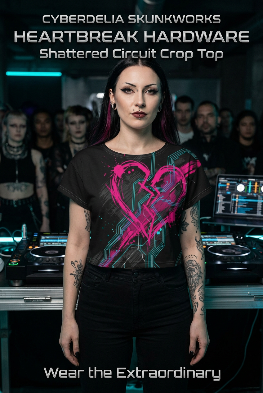 Shattered Circuit Crop Top branded front draft